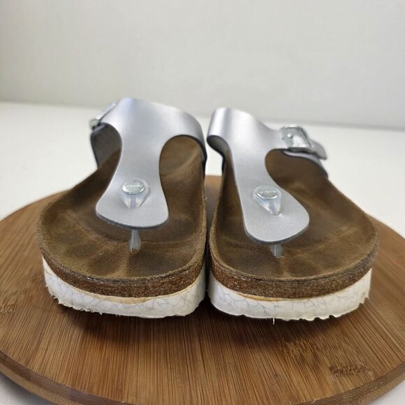 Birkenstock Papillio 39/ US 8 Gizeh Thong Sandals Metallic Silver Slip On‎ - Picture 5 of 14